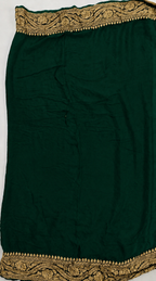 Bottle Green - Pure Khaddi Chiffon Georgette Silk Banarasi Saree