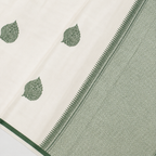 Off white with beautiful Deep Green motifs - Pure Soft Mashru Silk Banarasi Saree