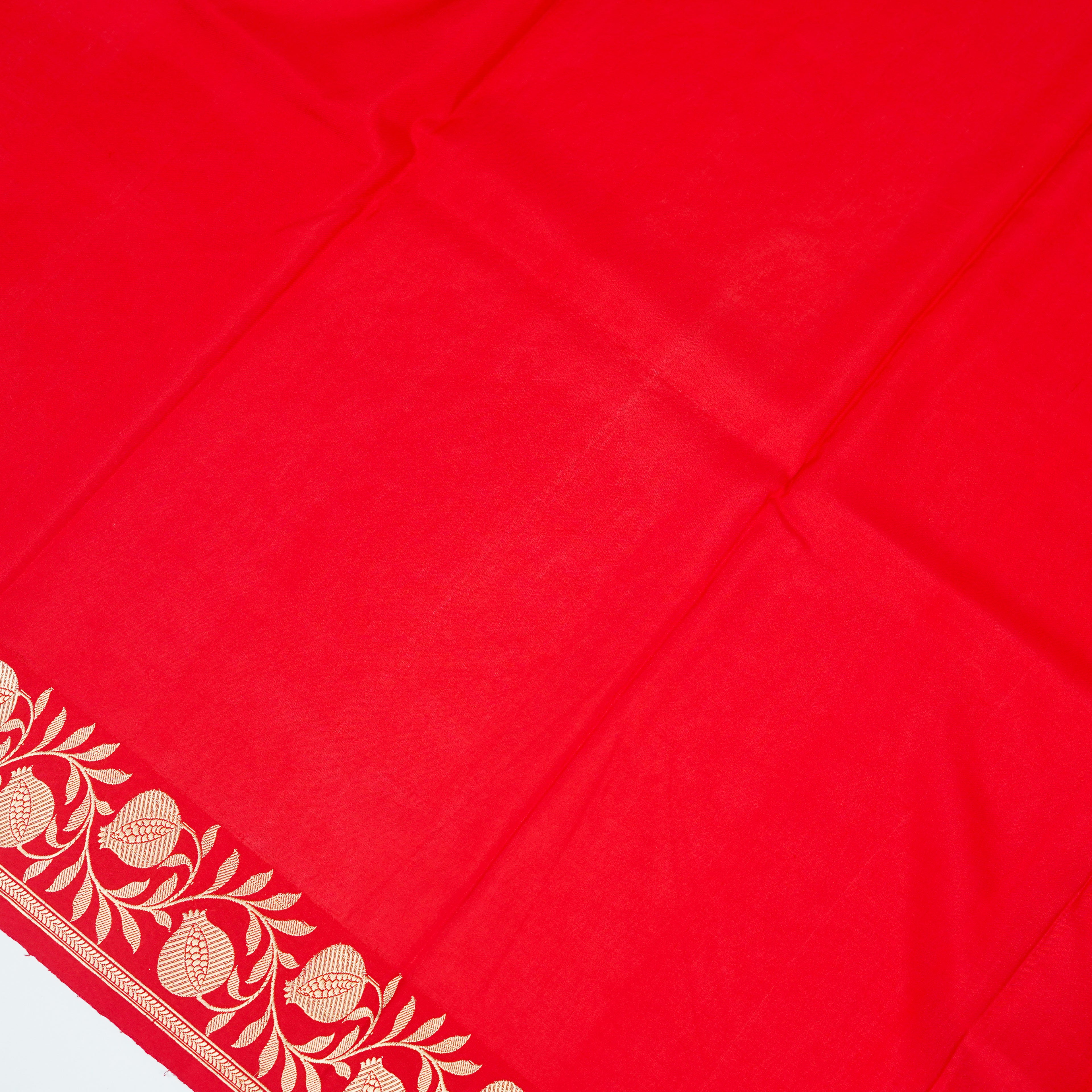 Red  - Pure Raw Mango Banarasi Saree with Goldenand silver Booti Motifs