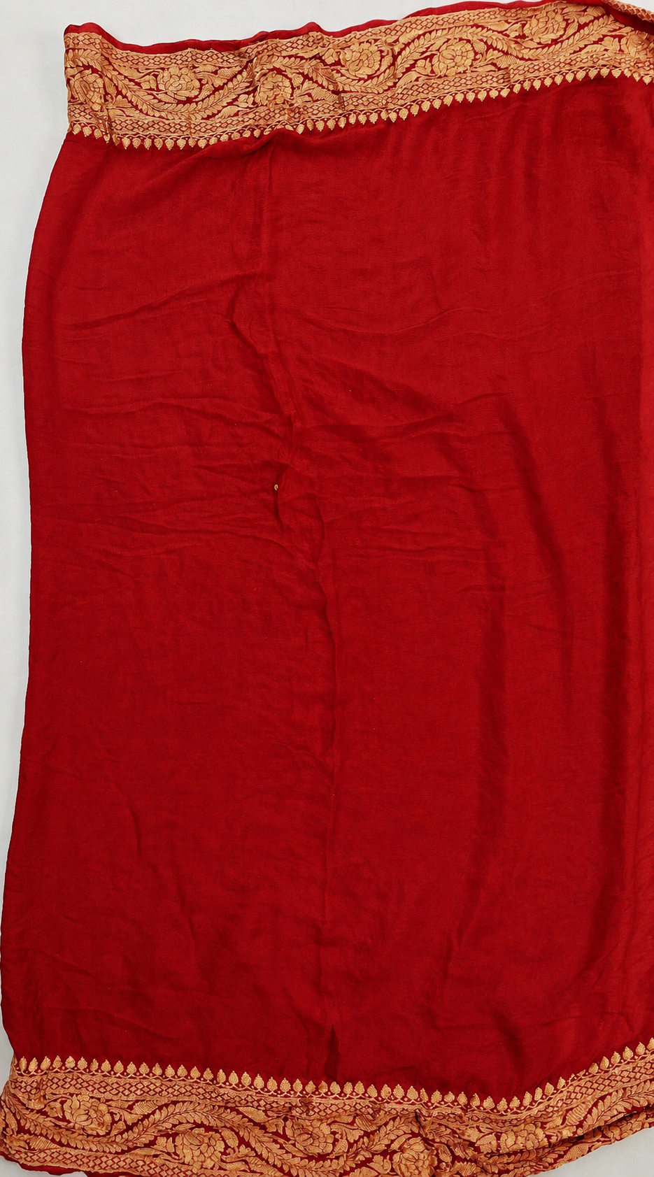 Classic Red - Pure Khaddi Chiffon Georgette Silk Banarasi Saree