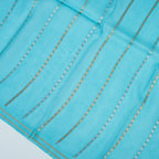 Sky Blue - Pure Organza Banarasi Saree with light Golden silver Zari Booti