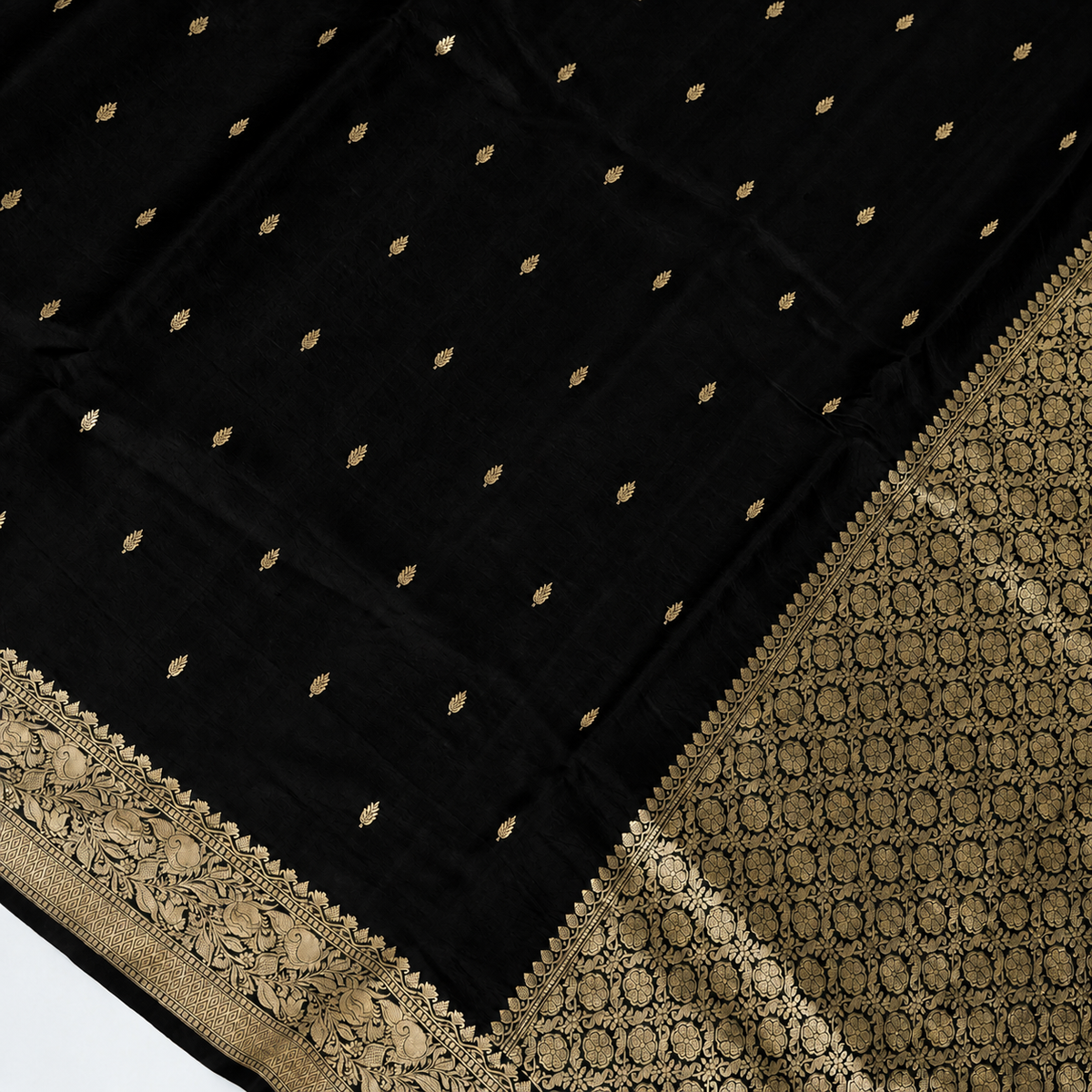 Black - Pure Puna Mashru Silk Banarasi Saree
