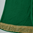 Off White contrast with Emerald Green - Pure Khaddi Chiffon Georgette Silk Banarasi Saree