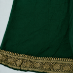 Deep Green - Pure Khaddi Chiffon Georgette Silk Banarasi Saree