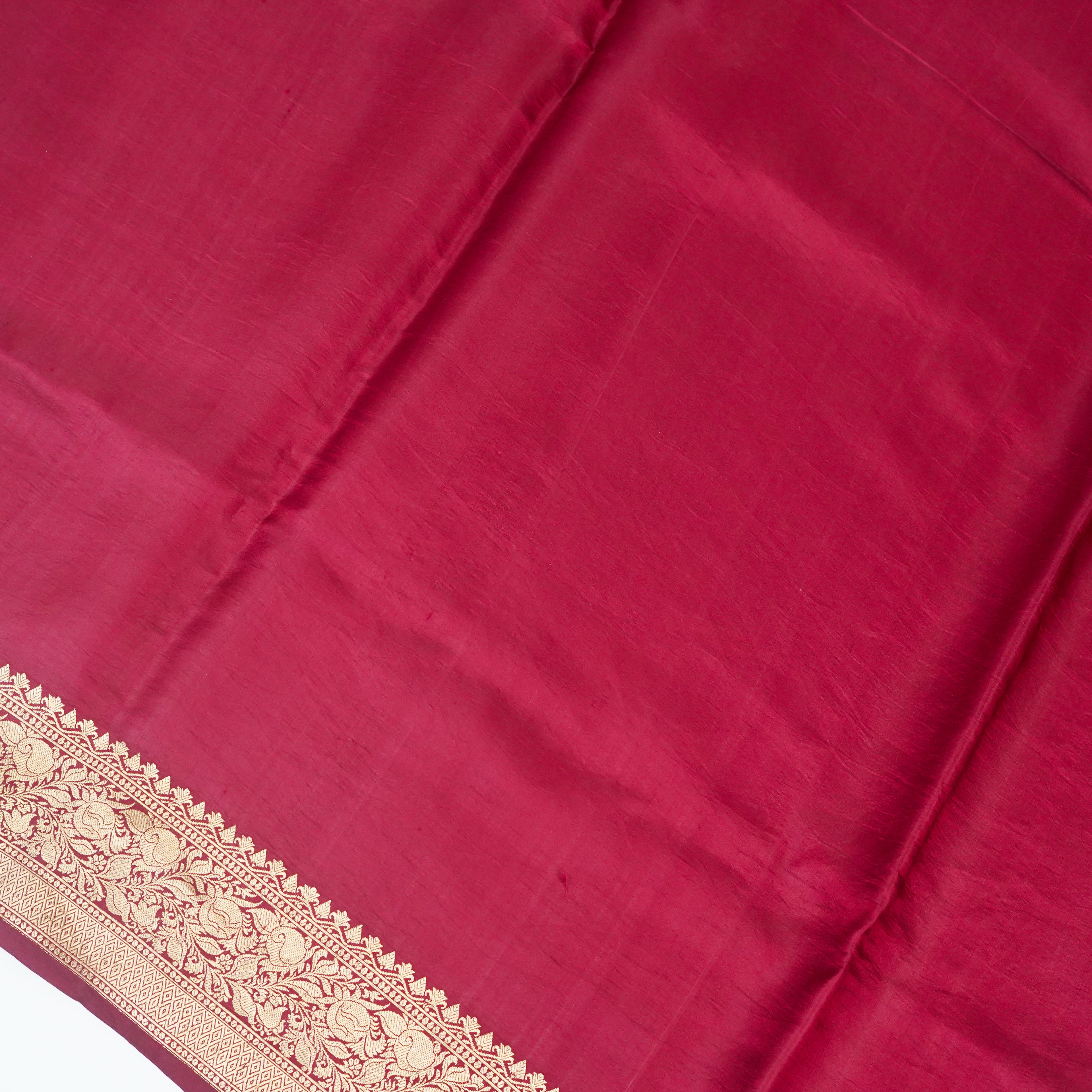 Deep Garnet - Pure Chiniya Mashru Silk Banarasi Saree with small golden zari booti