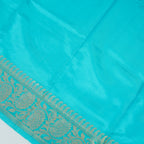 Dark Rama Contrast with Sea Green - Pure Raw Mango Banarasi Saree with Golden and silver Boota Motifs