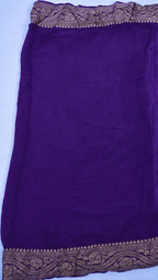 Purple - Pure Khaddi Chiffon Georgette Silk Banarasi Saree