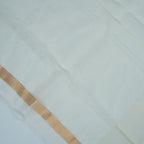 Off-white - Pure Organza Banarasi Saree with Plain Stripe Pattern and Satin Border
