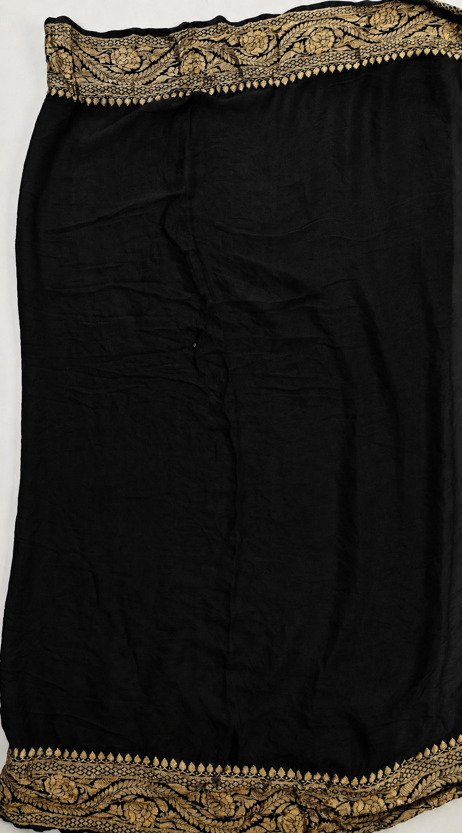 Black - Pure Khaddi Chiffon Georgette Silk Banarasi Saree