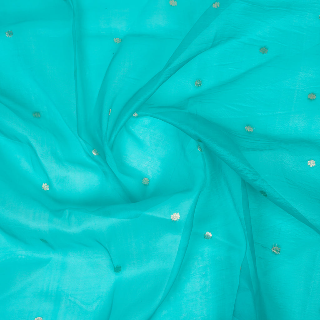 Pink Banarasi Handloom Luxury Suit set contrast with teal green color.