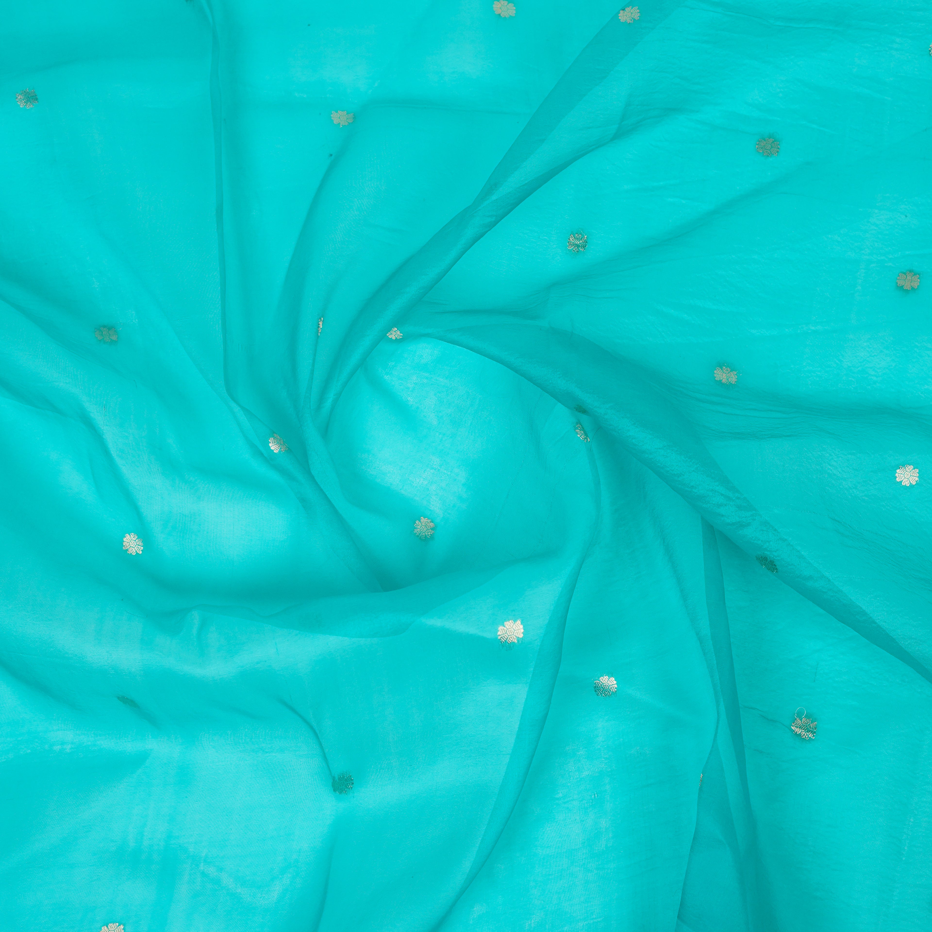Pink Banarasi Handloom Luxury Suit set contrast with teal green color.