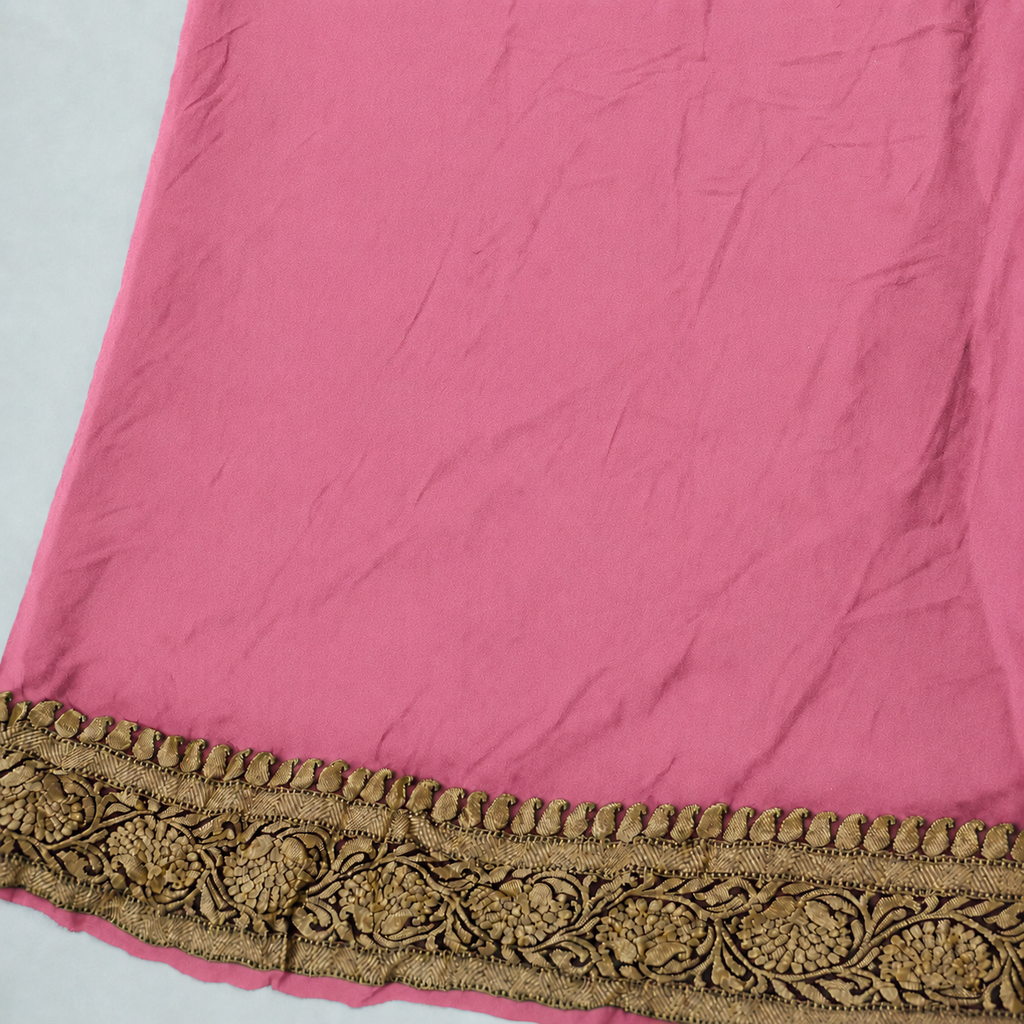 Darling Pink - Pure Khaddi Chiffon Georgette Silk Banarasi Saree
