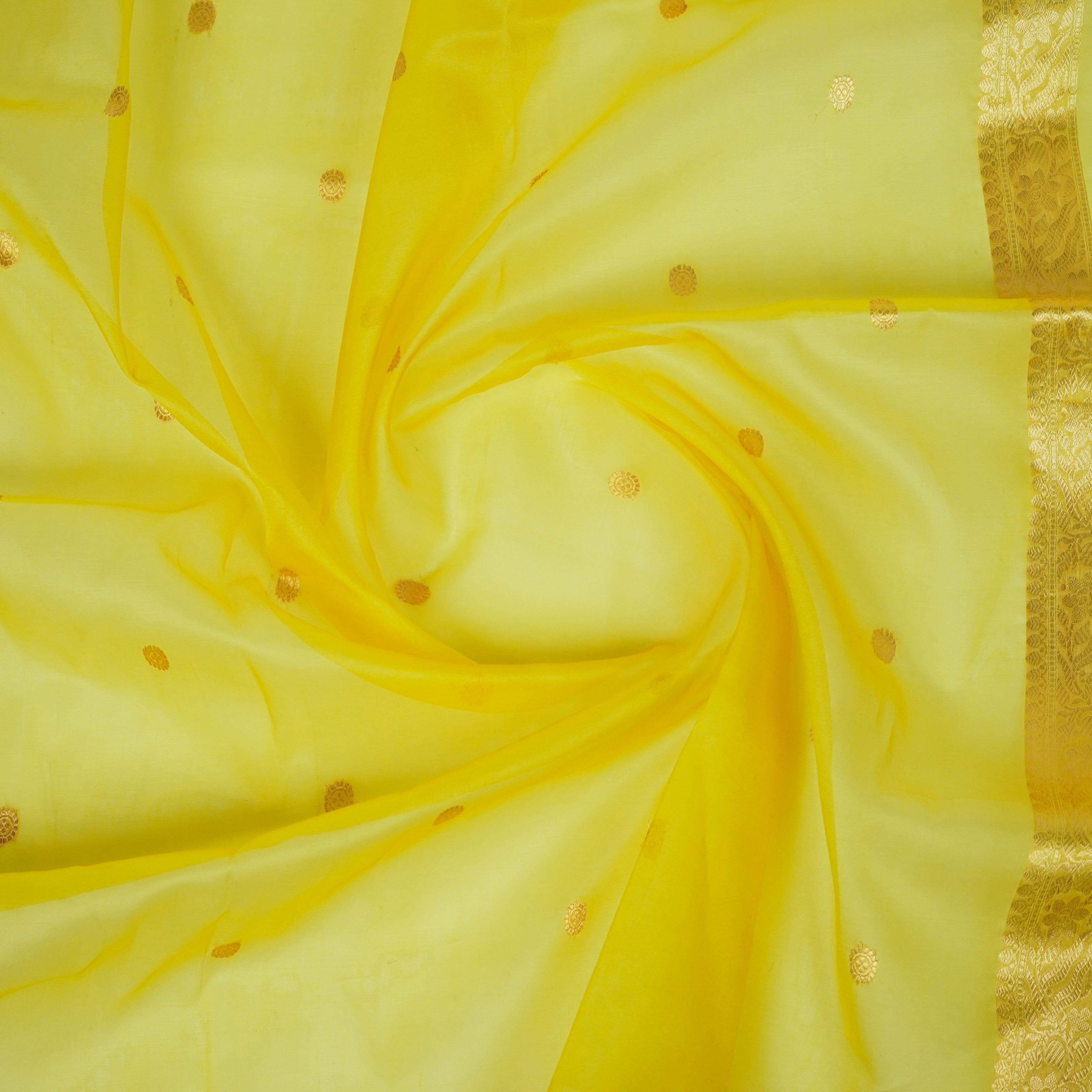 Pink Banarasi Handloom Luxury Suit set contrast with light Lemon Yellow color.