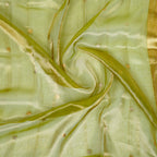 Pink Banarasi Handloom Luxury Suit set contrast with Dhani Green color.