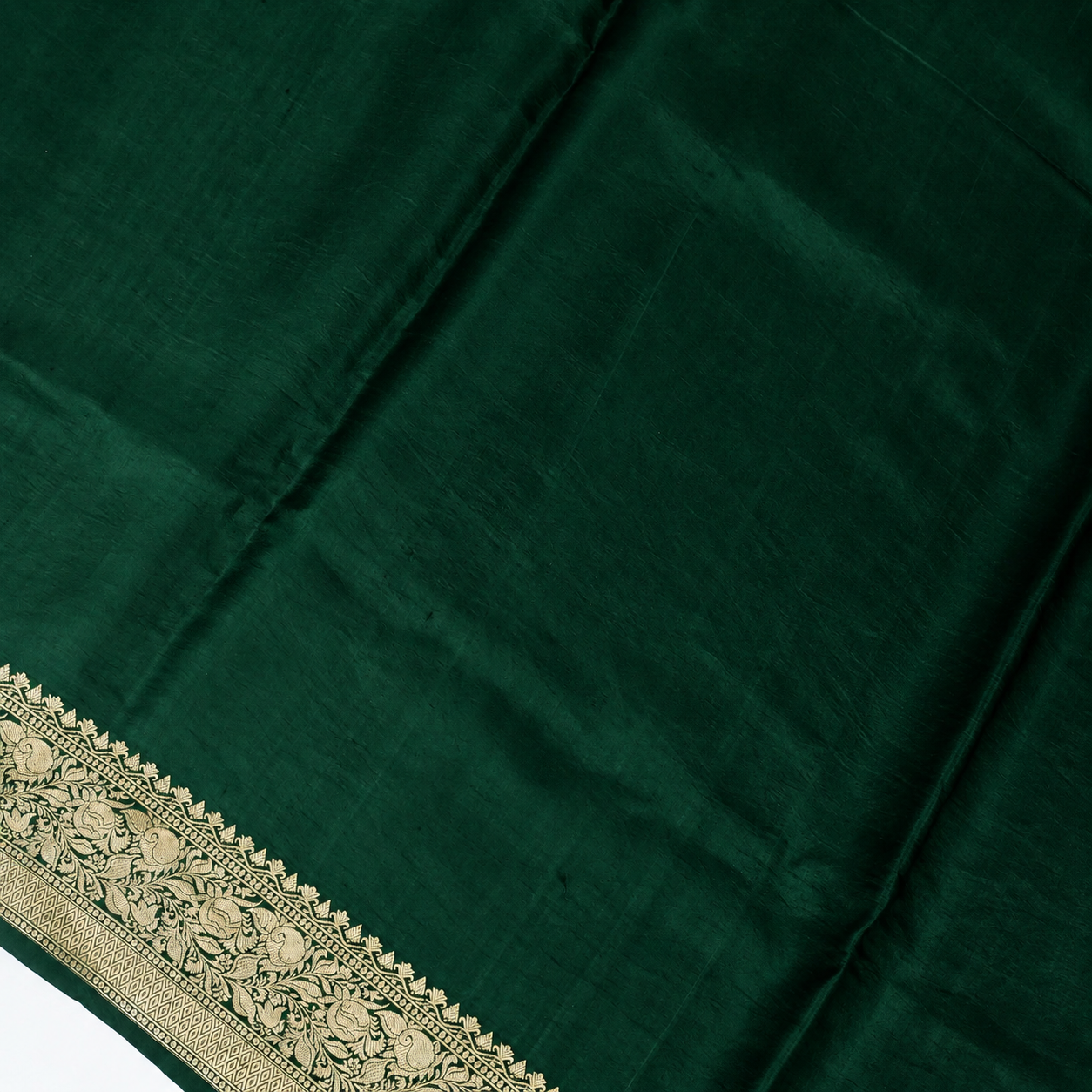 Deep Green - Pure Puna Mashru Silk Banarasi Saree