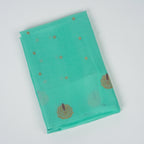 Sea Green - Pure Organza Banarasi Saree with Satin Border containing Alfi Golden Boota