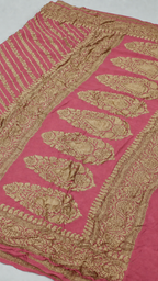 Darling Pink - Pure Khaddi Chiffon Georgette Silk Banarasi Saree
