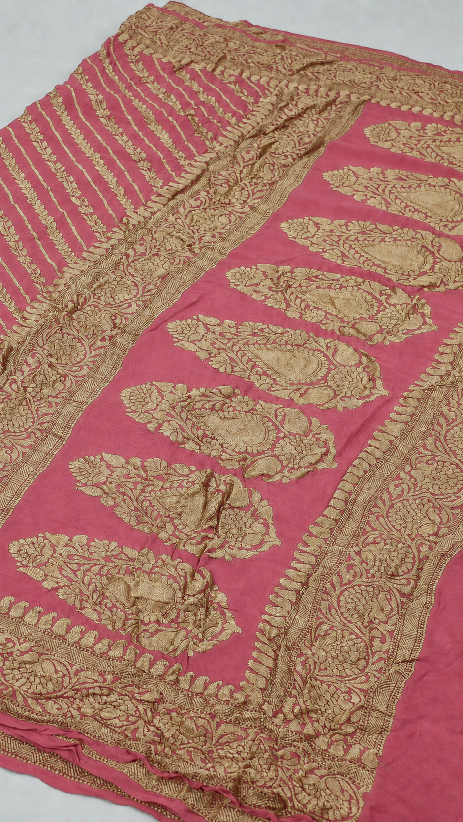 Darling Pink - Pure Khaddi Chiffon Georgette Silk Banarasi Saree