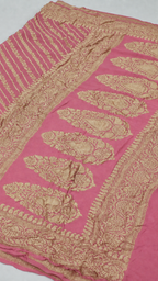 Baby Pink - Pure Khaddi Chiffon Georgette Silk Banarasi Saree
