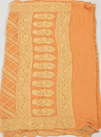 Peach - Pure Khaddi Chiffon Georgette Silk Banarasi Saree