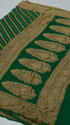 Emerald Green - Pure Khaddi Chiffon Georgette Silk Banarasi Saree