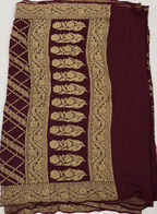 Wine - Pure Khaddi Chiffon Georgette Silk Banarasi Saree