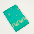 Green - Pure Raw Mango Banarasi Saree with Golden Boota Motifs and Laheria Design at Satin Border