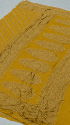 Mustard Yellow - Pure Khaddi Chiffon Georgette Silk Banarasi Saree