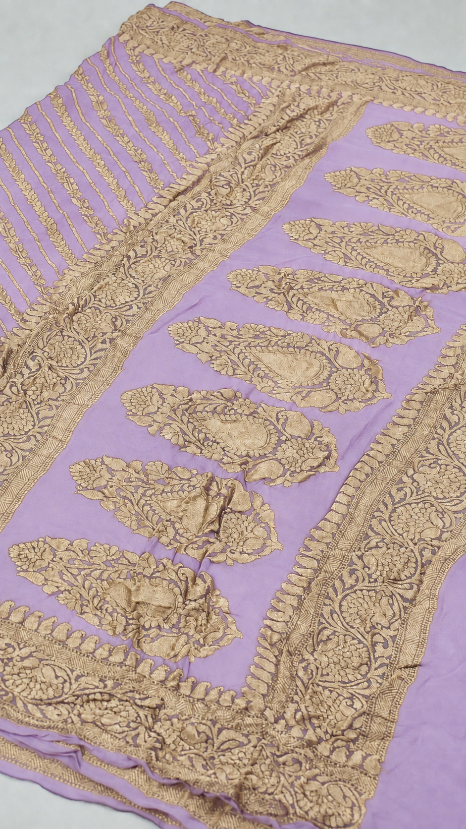 Light Purple - Pure Khaddi Chiffon Georgette Silk Banarasi Saree