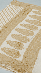 Off-White - Pure Khaddi Chiffon Georgette Silk Banarasi Saree