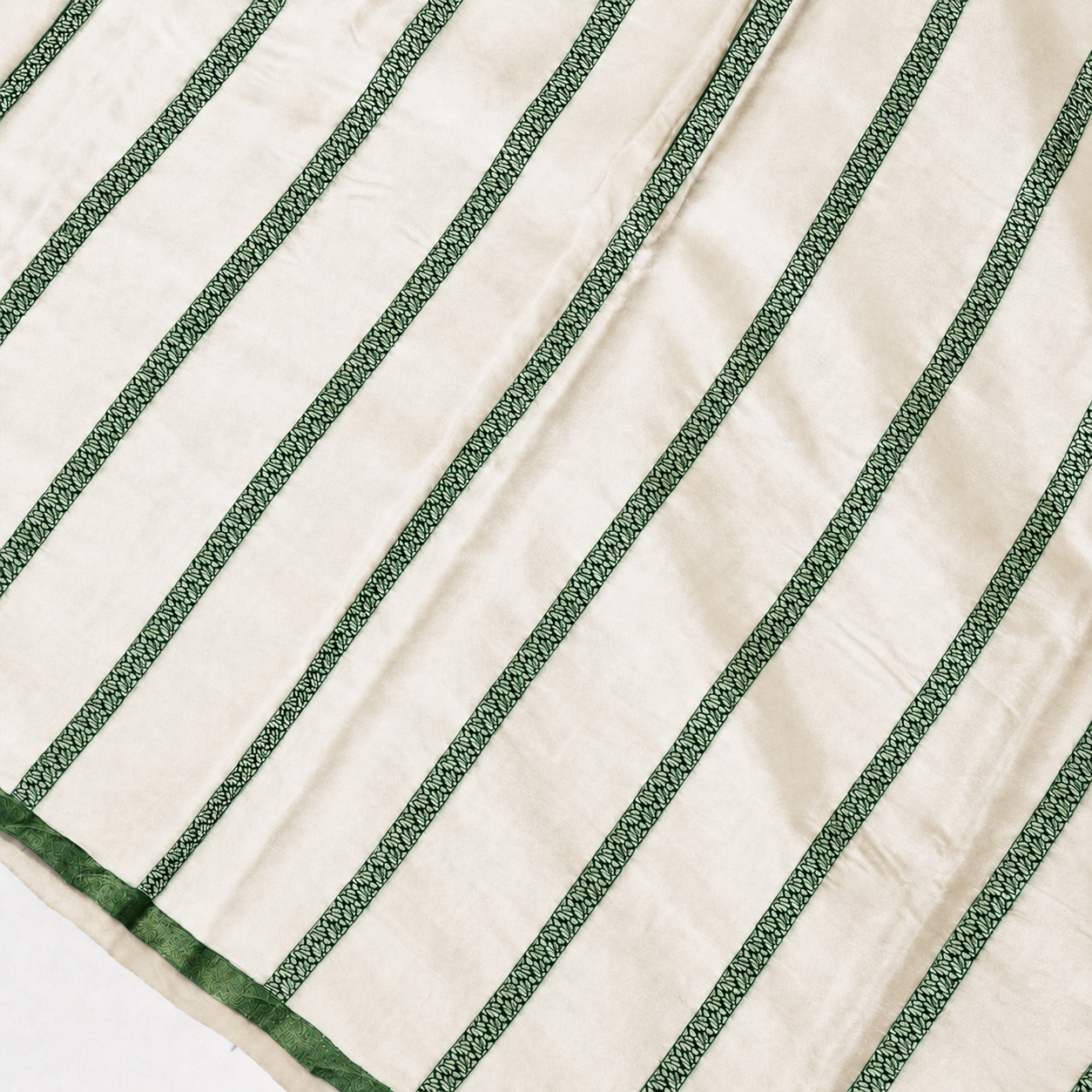 Off white with beautiful Deep Green motifs - Pure Soft Mashru Silk Banarasi Saree