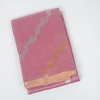 Pinkish Mauve Taupe - Pure Organza Banarasi Saree with Banarasi Half Laheria in gold and silver
