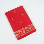 Red  - Pure Raw Mango Banarasi Saree with Goldenand silver Booti Motifs