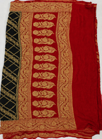 Black contrast with Classic Red - Pure Khaddi Chiffon Georgette Silk Banarasi Saree (Copy)