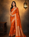 Rust - Pure Raw Mango Banarasi Saree