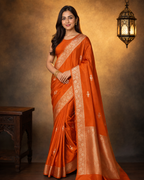 Rust - Pure Raw Mango Banarasi Saree