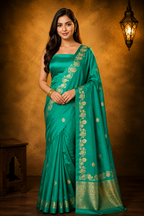 Green - Pure Raw Mango Banarasi Saree