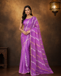 Purple - Pure Organza Banarasi Saree