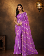 Purple - Pure Organza Banarasi Saree