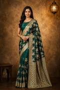 Bottle Green - Pure Katan Silk Banarasi Saree