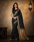 Black  - Pure Raw Mango Banarasi Saree