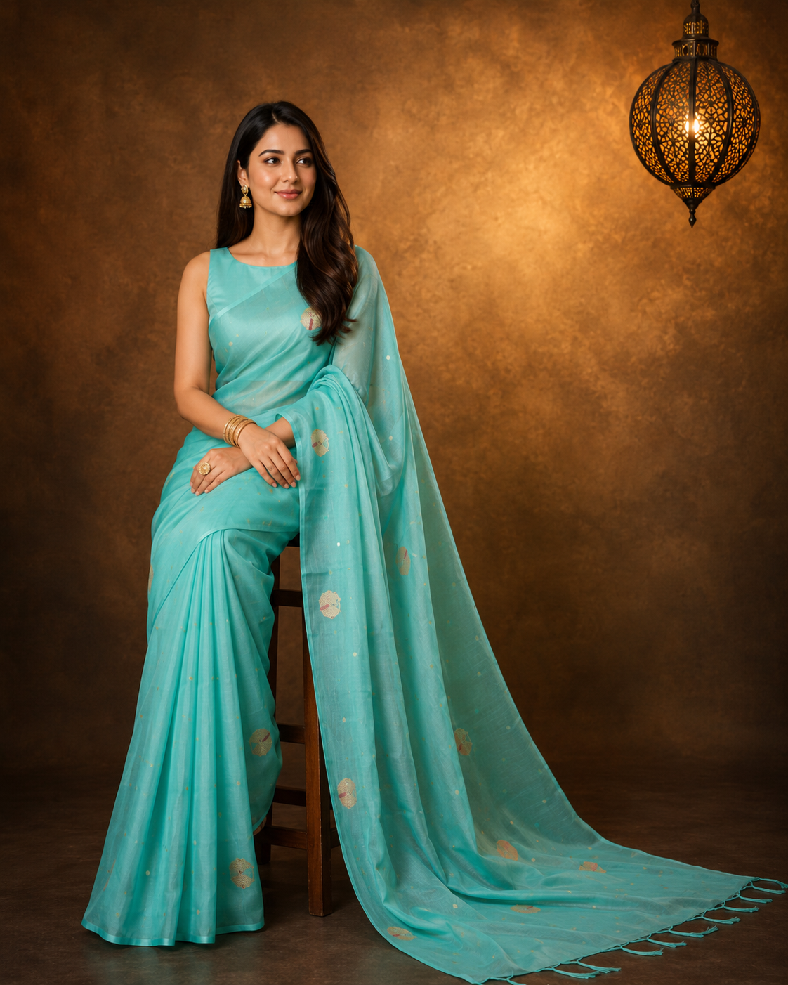 Sea Green - Pure Organza Banarasi Saree