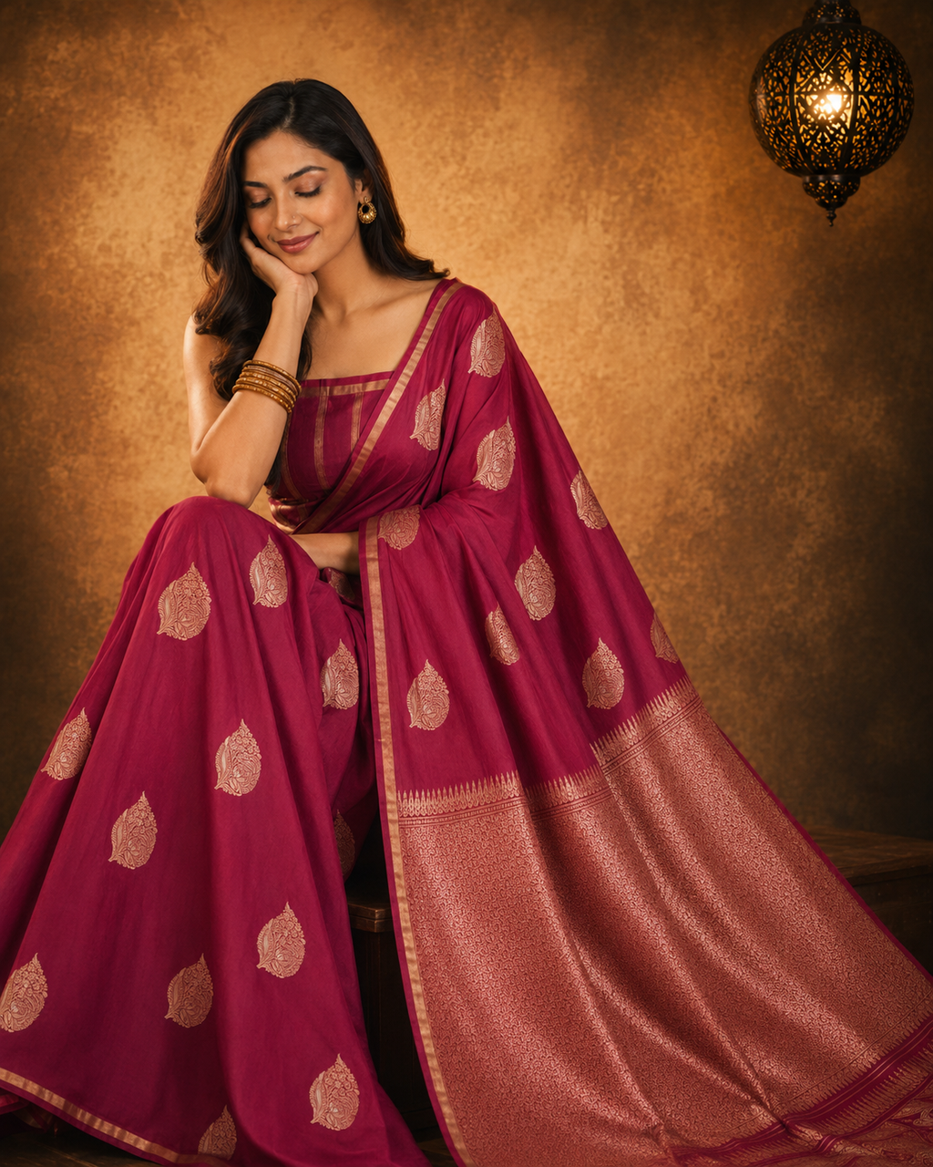 Boysenberry - Pure Soft Mashru Silk Banarasi Saree