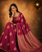 Boysenberry - Pure Soft Mashru Silk Banarasi Saree