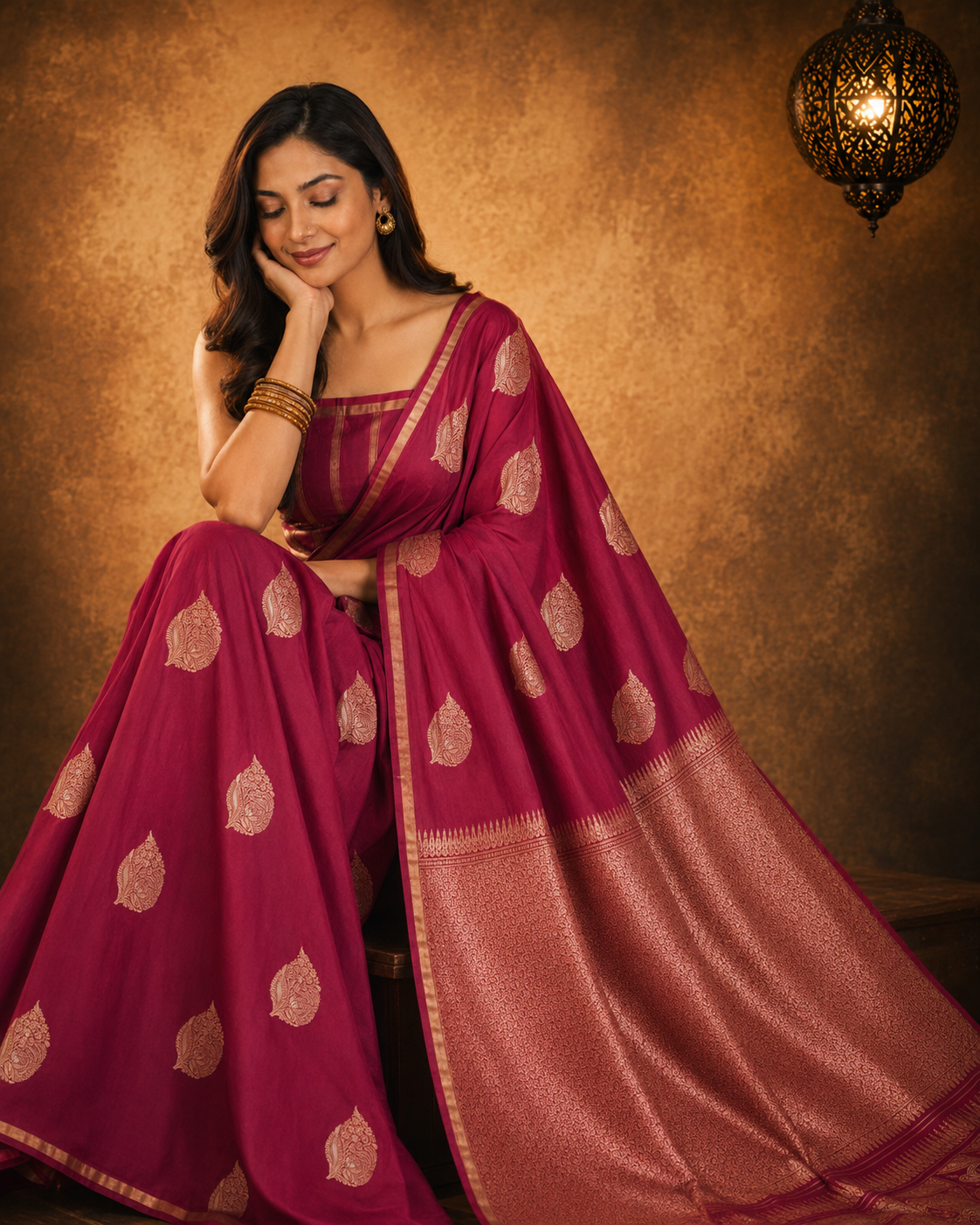 Boysenberry - Pure Soft Mashru Silk Banarasi Saree