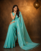 Sea Green - Pure Organza Banarasi Saree