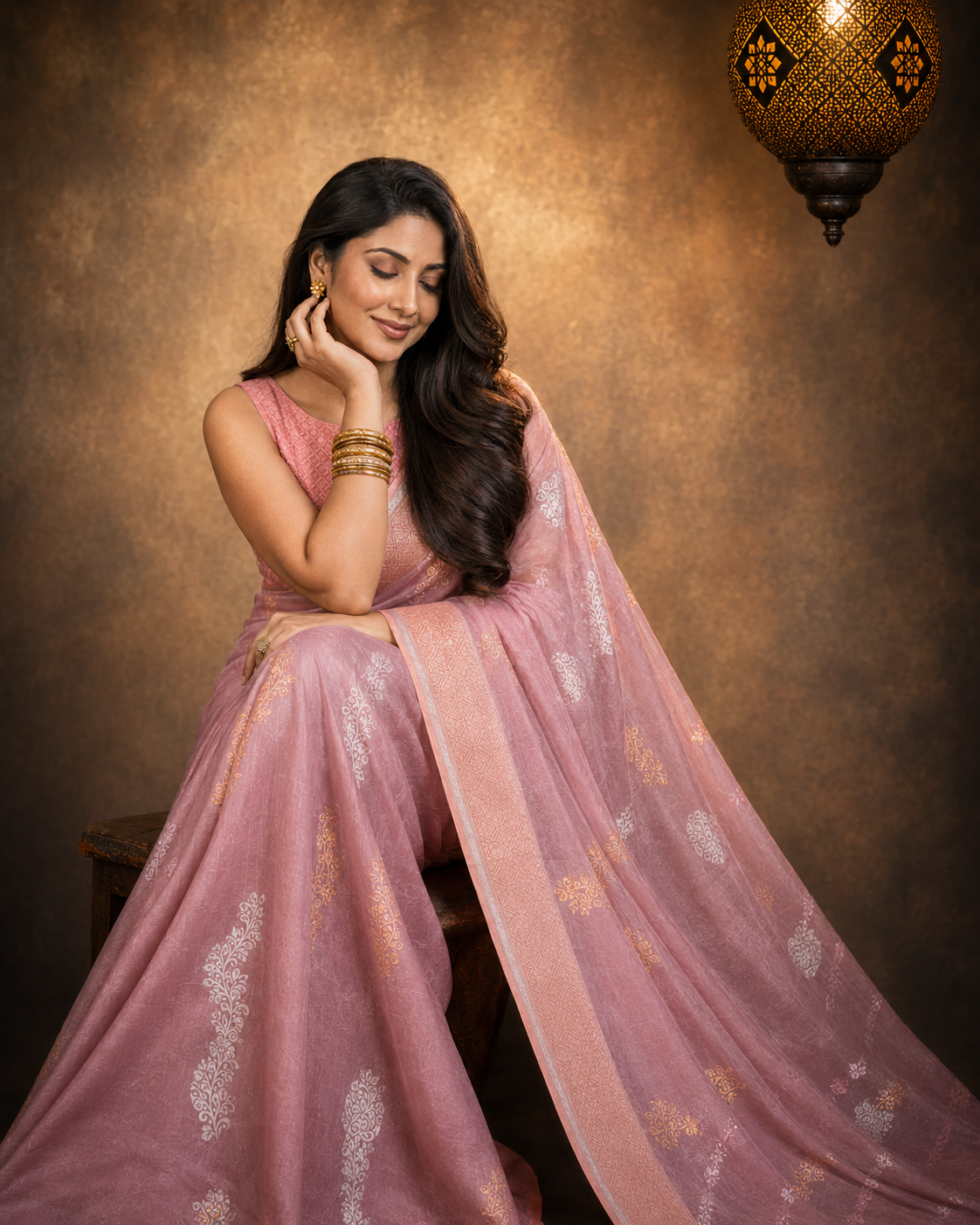 Pinkish Mauve Taupe - Pure Organza Banarasi Saree