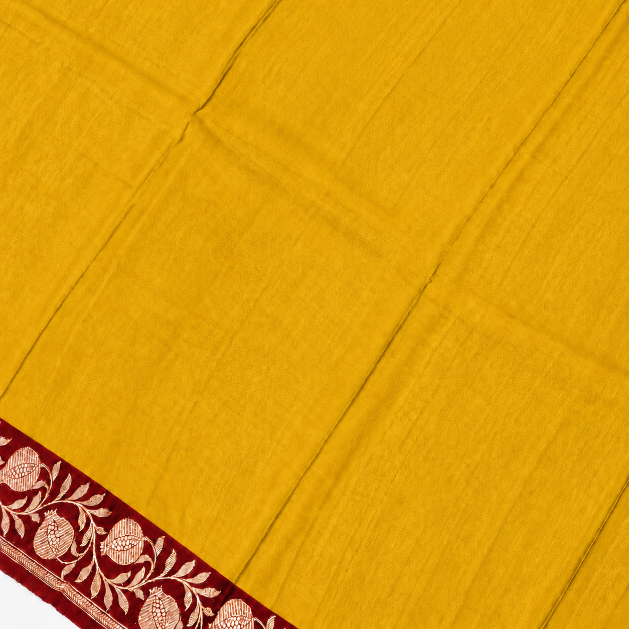 Mustard Yellow contrast with Red  - Pure Raw Mango Banarasi Saree