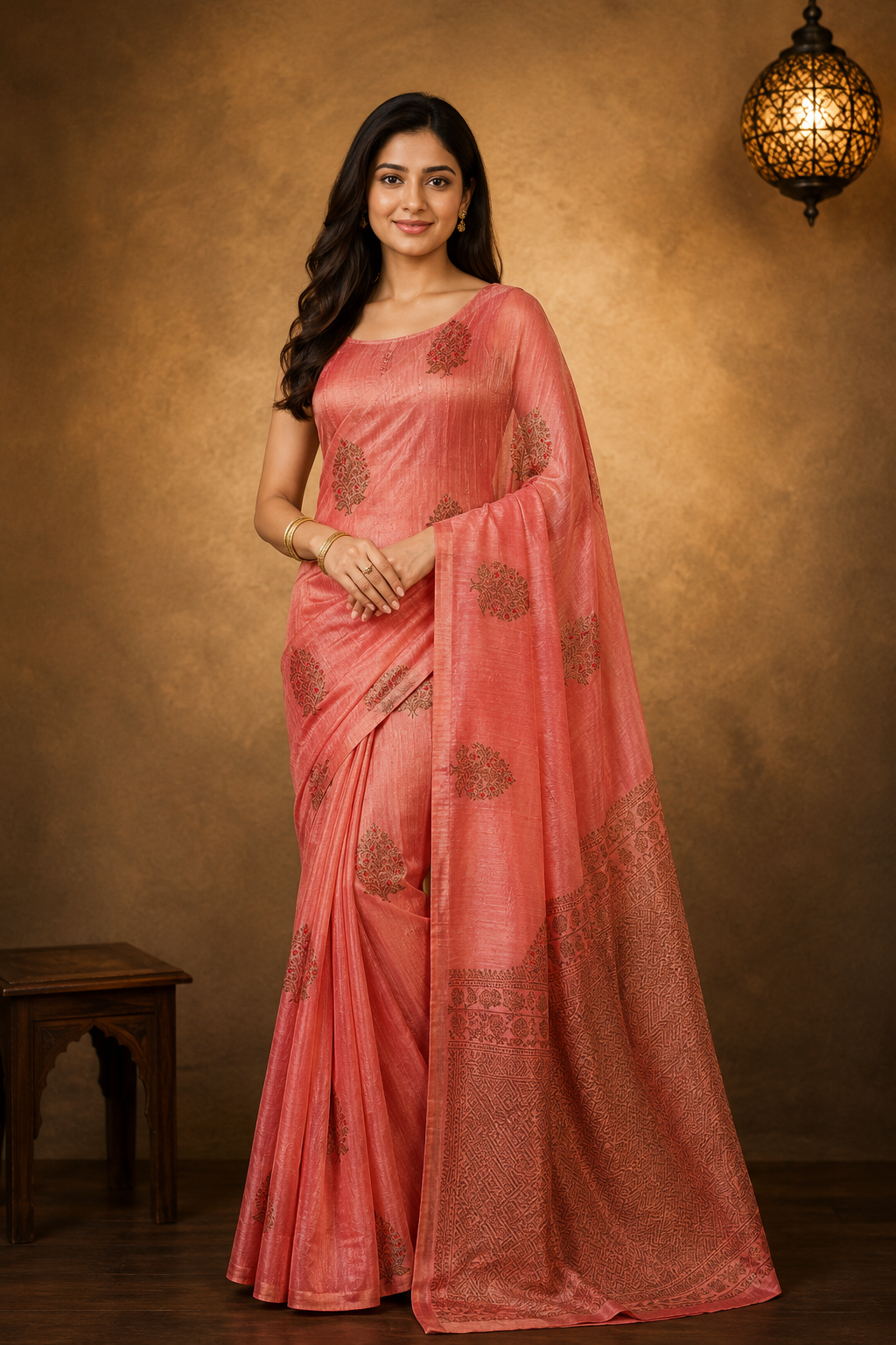 Peach  - Pure Matka Silk Banarasi Saree