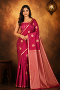Boysenberry - Pure Soft Mashru Silk Banarasi Saree